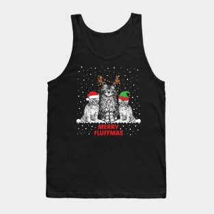 Merry Fluffmas Xmas gift cat lover Tank Top